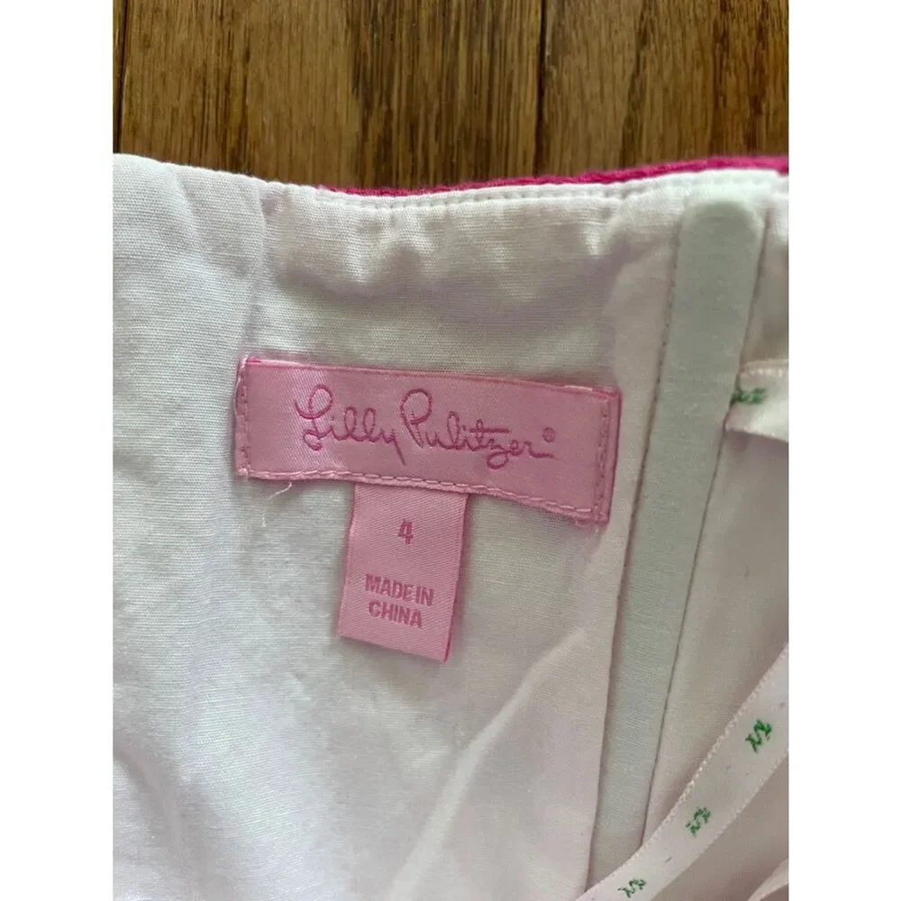 Lilly Pulitzer Pink Embroidered Strapless Dress Women’s Sz 4 - Picture 9 of 11